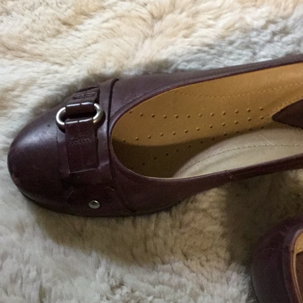 ECCO Burgundy Leather Buckle Flats Comfort Work Shoes 37 - Picture 9 of 16